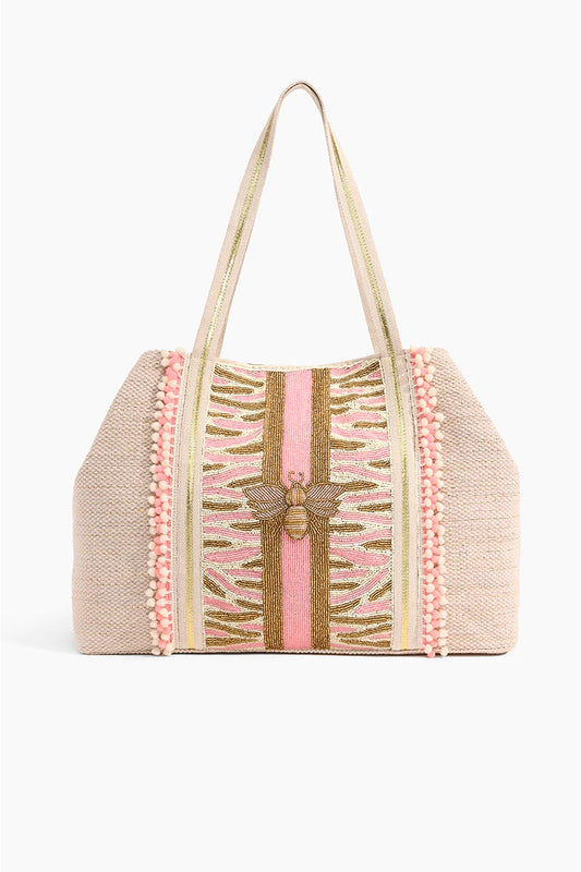 Pretty Pink Bee Embellished Tote