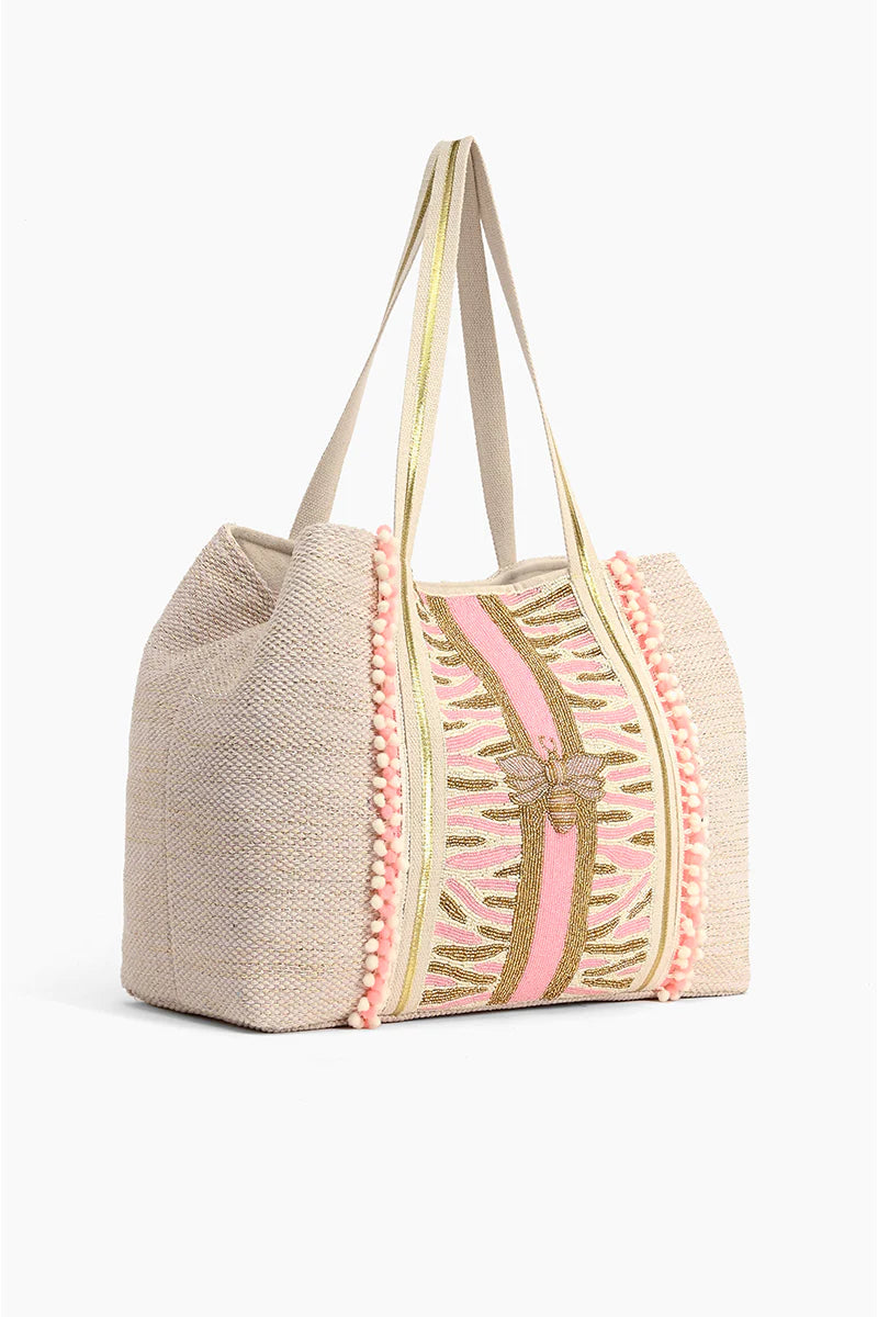 Pretty Pink Bee Embellished Tote