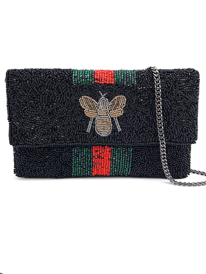 Queen Bee Beaded Clutch Bag