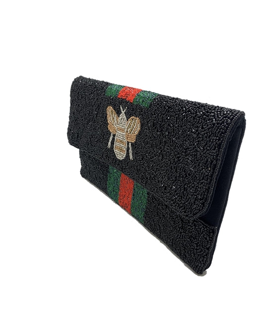 Queen Bee Beaded Clutch Bag