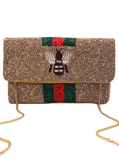 Queen Bee Beaded Clutch Bag