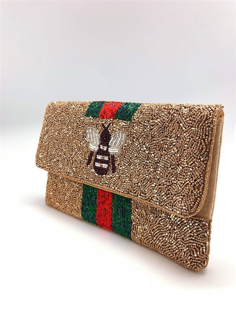 Queen Bee Beaded Clutch Bag