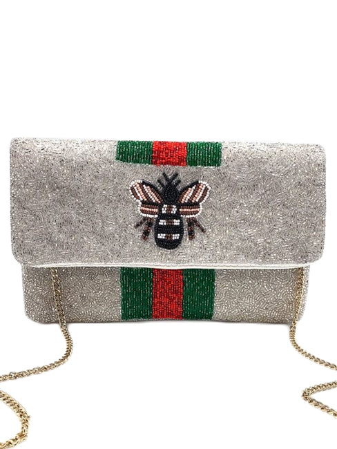 Queen Bee Beaded Clutch Bag