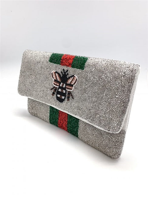 Queen Bee Beaded Clutch Bag