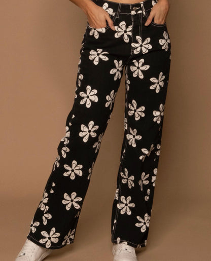 White Flowers Jeans