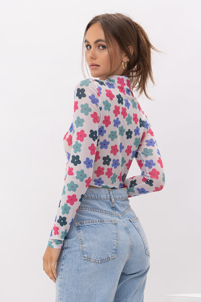 Ditsy Floral Mesh Top