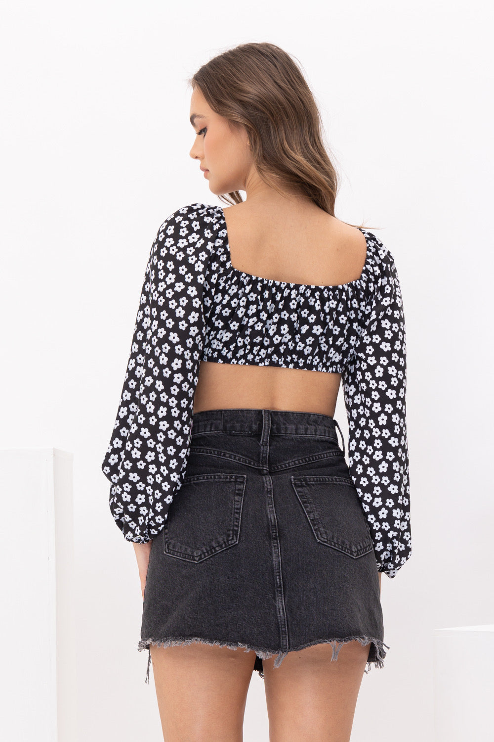 Ditsy Floral Ruched Crop Top